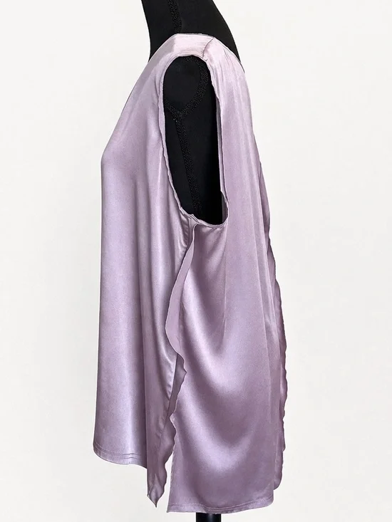 GO Silk Lavender Tunic Blouse XL Raw Edge Seam Sleeveless Top - Picture 3 of 8